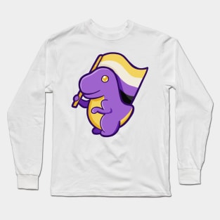 Non Binary Dino with flaggy, dinosaur Long Sleeve T-Shirt